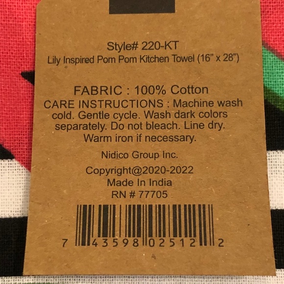 Set of 2 Pink Watermelon Kitchen Towel & Yellow Pineapple Towel 16" x 28" - Picture 5 of 9